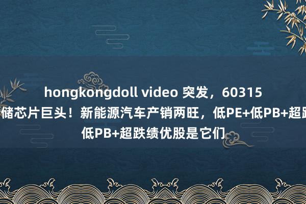 hongkongdoll video 突发，603156跨界，增资存储芯片巨头！新能源汽车产销两旺，低PE+低PB+超跌绩优股是它们